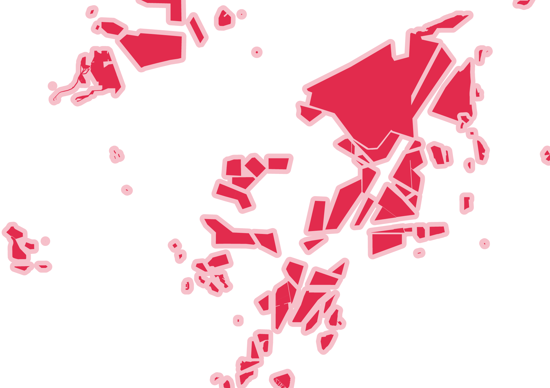 Überlagerte Ebene auf der Karte, welche die Einflussregionen anzeigt.